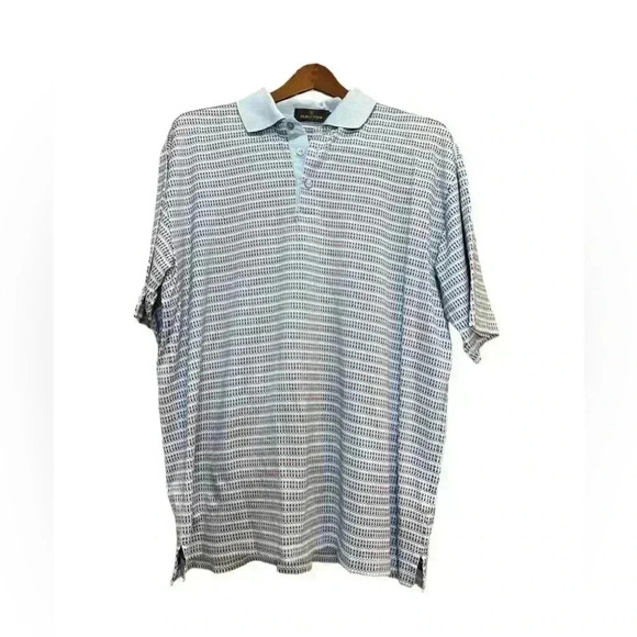 Bugatchi Mens Polo Light Blue with Pink and White Size L - Picture 1 of 5